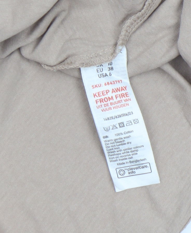 New Look Women’s Beige Butterfly Graphic Cotton T-Shirt Size 10
