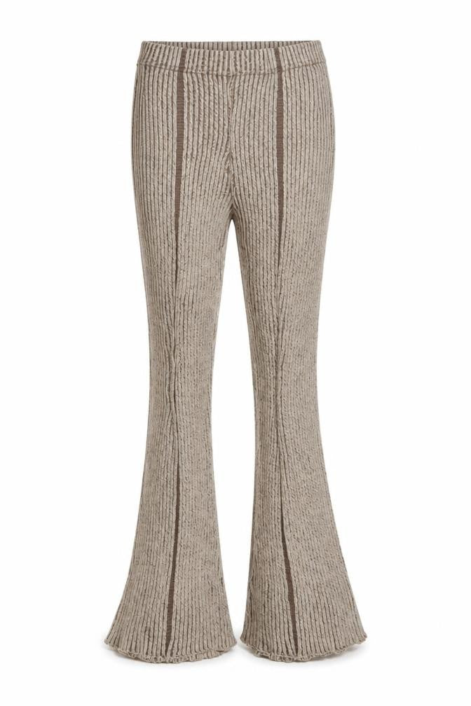 Missy Empire Women Beige XS Flared Knit Stretch Trousers