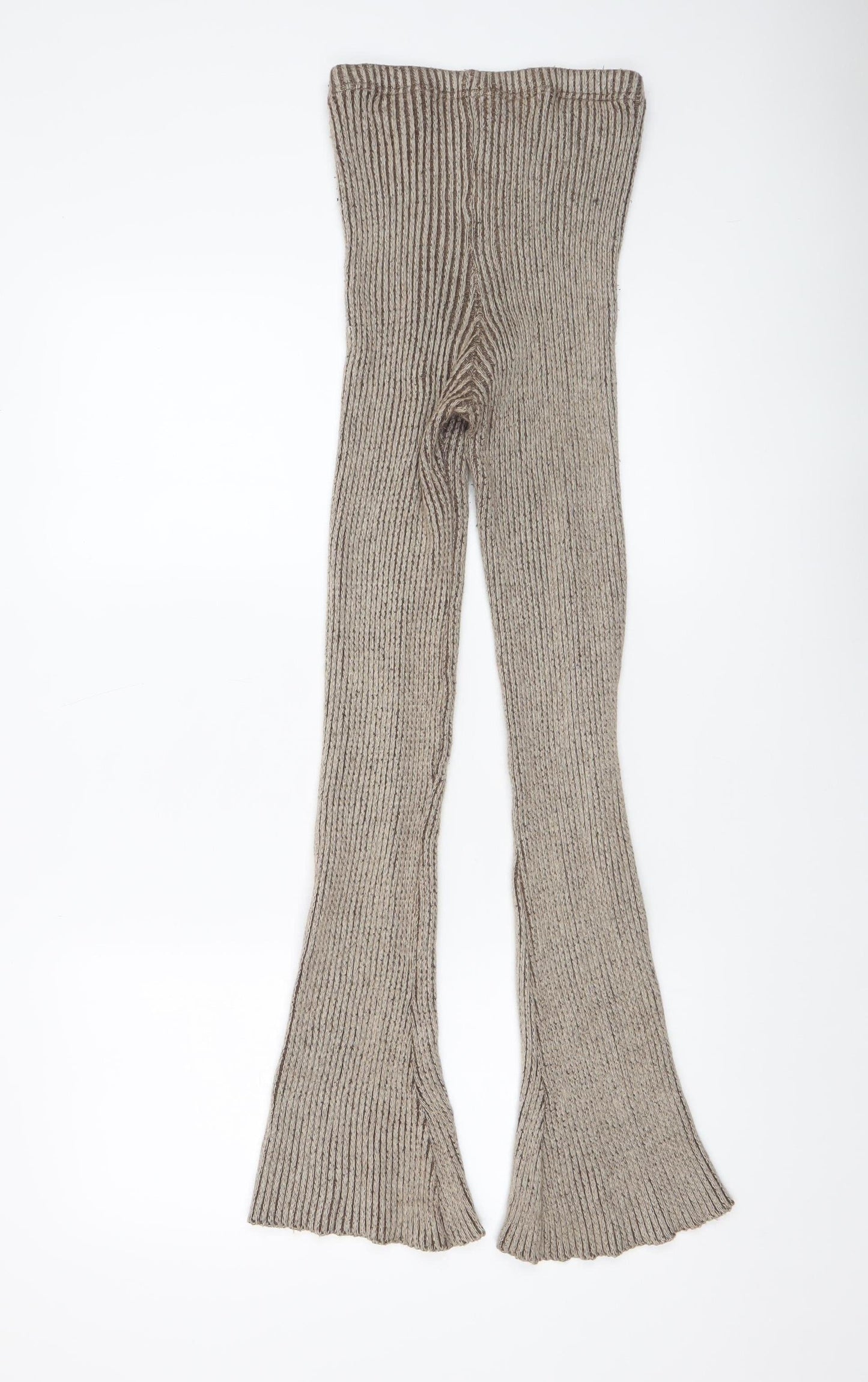 Missy Empire Women Beige XS Flared Knit Stretch Trousers