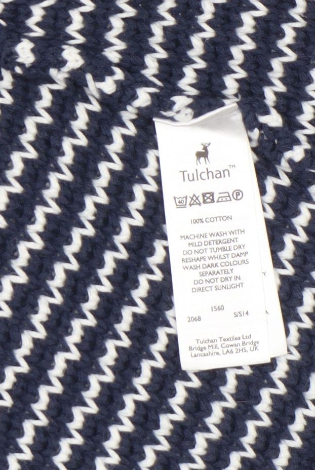 Tulchan Womens Blue Striped V-Neck Cotton Cardigan Size M