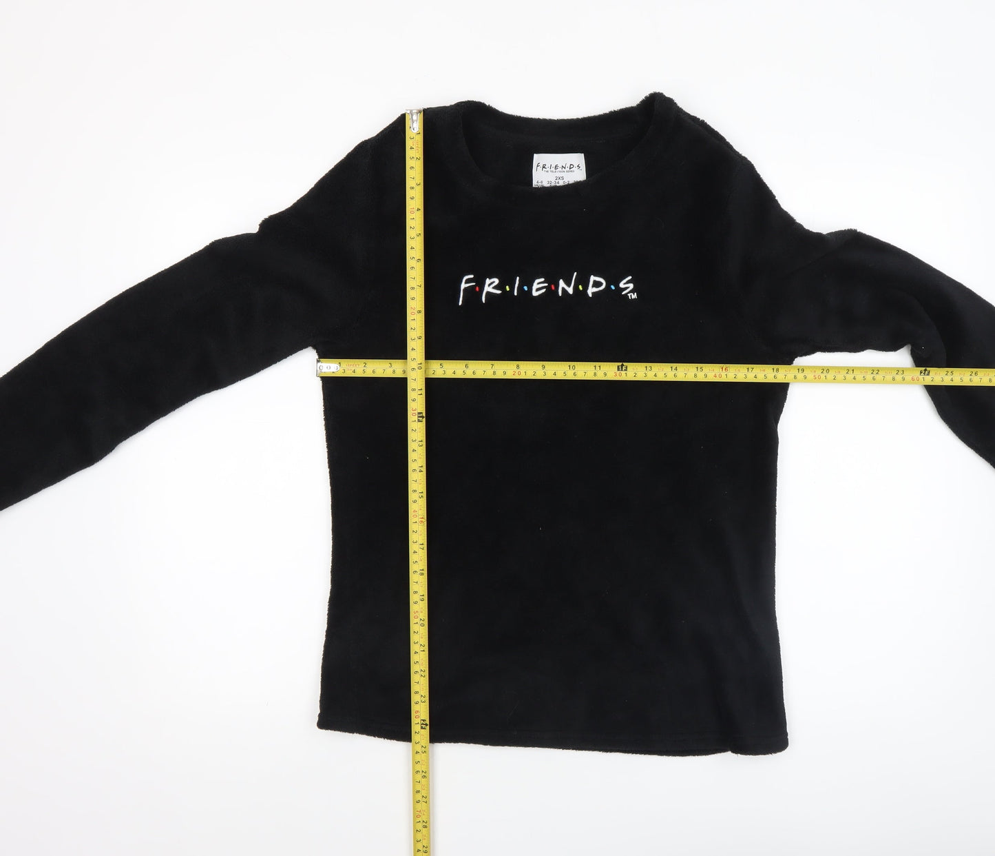 Friends Womens Black Fleece Long Sleeve Pyjama Top 2XS