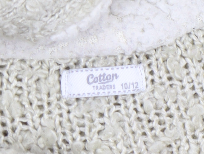 Cotton Traders Women’s Beige Hooded Knit Cardigan 10/12