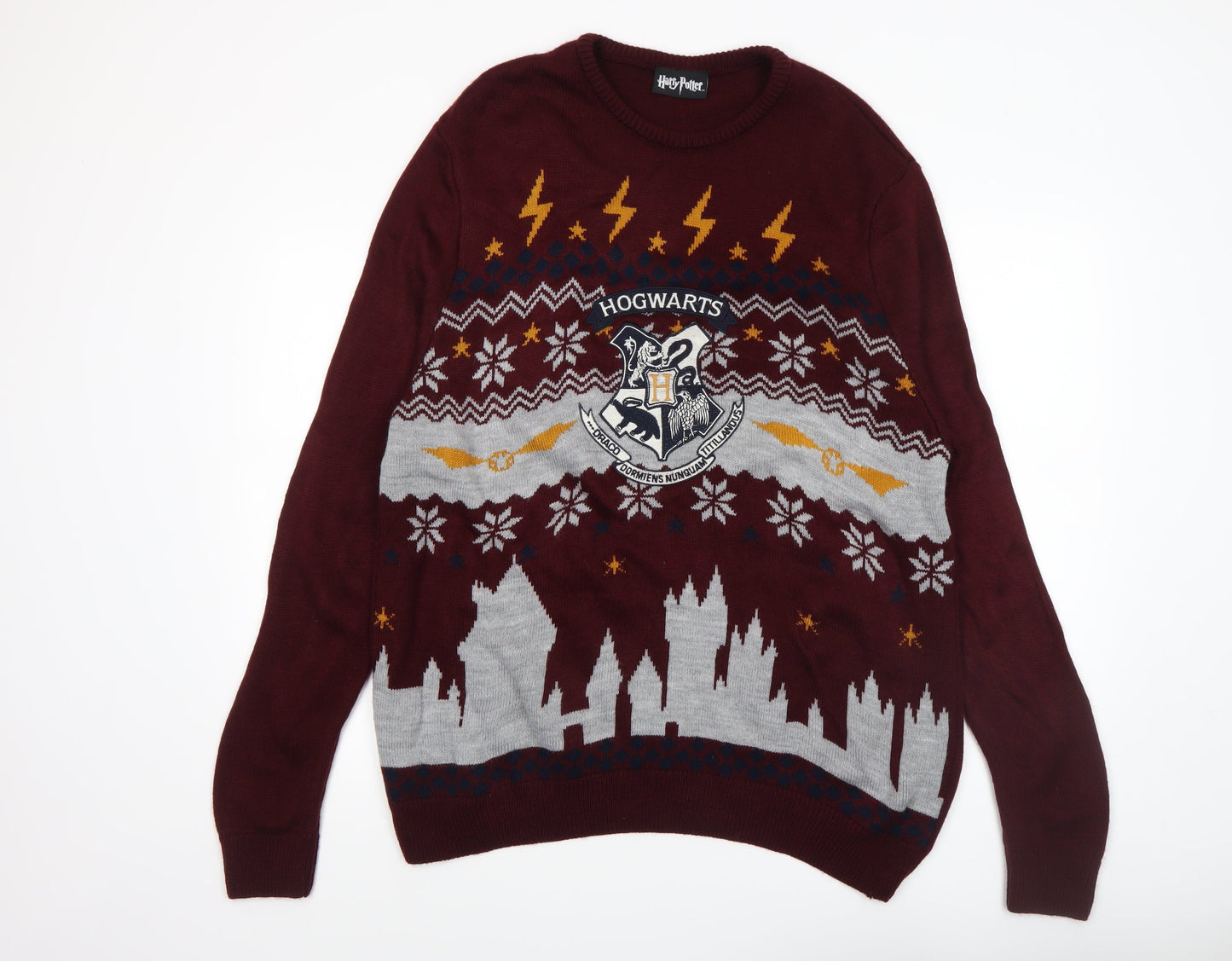George Men’s Red Harry Potter Hogwarts Fair Isle Knit Jumper Large