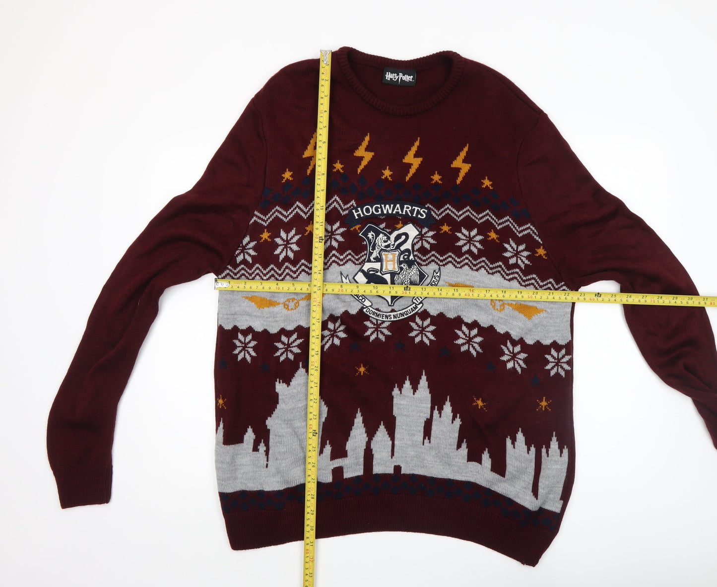 George Men’s Red Harry Potter Hogwarts Fair Isle Knit Jumper Large