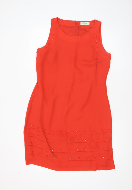 Gallery Women Red Sleeveless Sheath Knee Length Dress UK 14