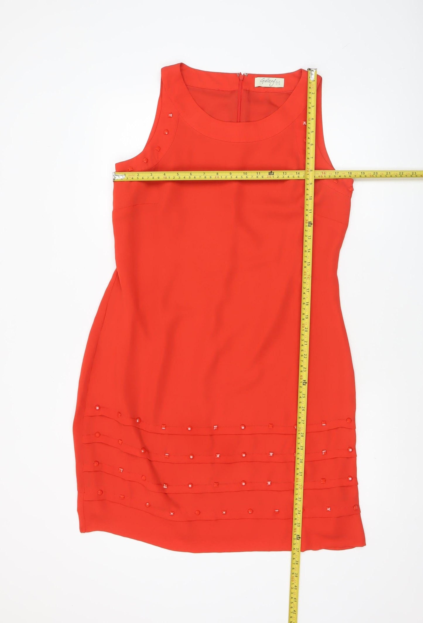 Gallery Women Red Sleeveless Sheath Knee Length Dress UK 14