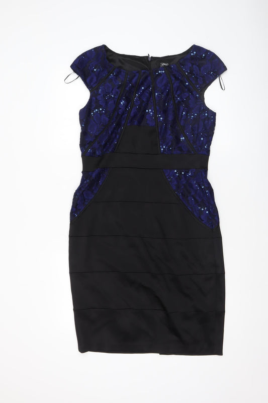 Jax Women's Black Sequin Sheath Dress Size 12 Elegant Partywear