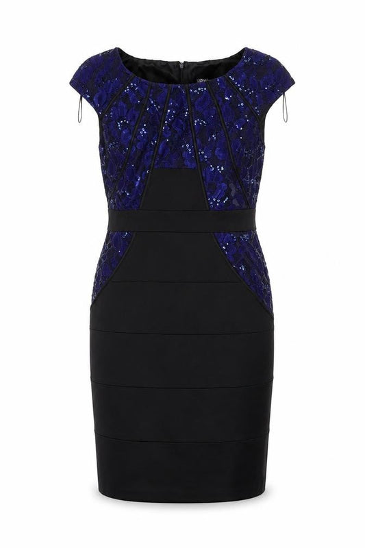 Jax Women's Black Sequin Sheath Dress Size 12 Elegant Partywear