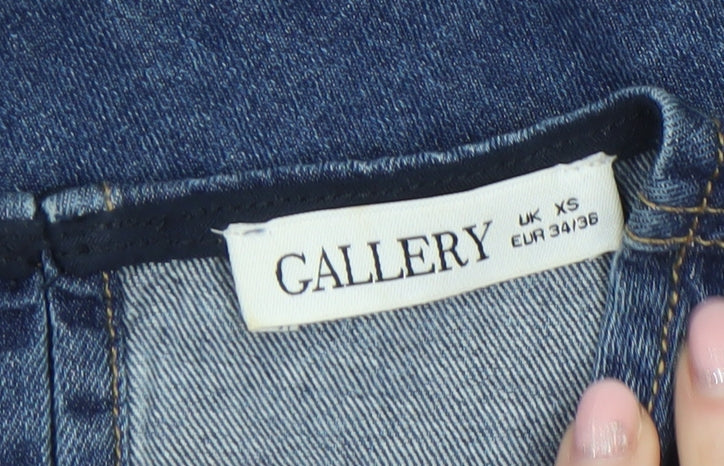 Gallery Womens Blue Denim Cotton Short Sleeve Crew Neck T-Shirt XS