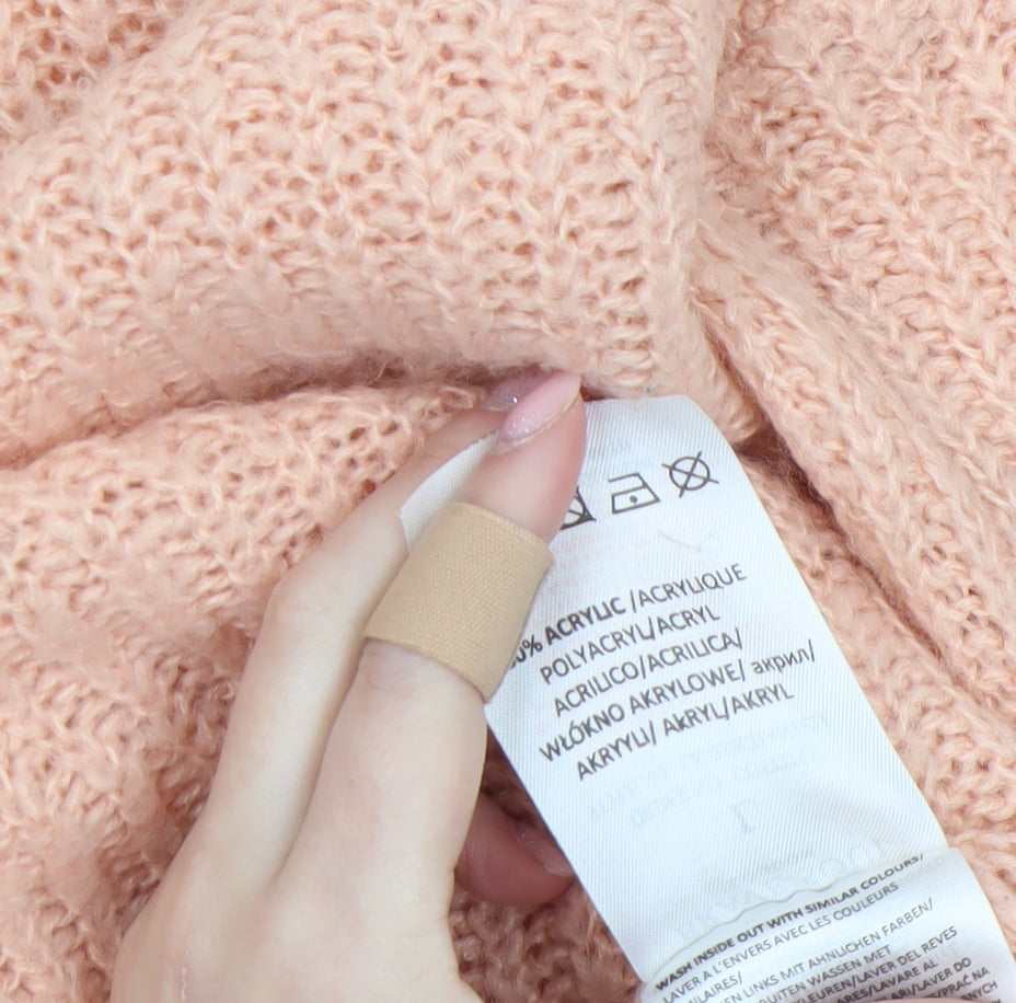 Brave Soul Women’s Two Tone Pink Cream Acrylic Knit Jumper L