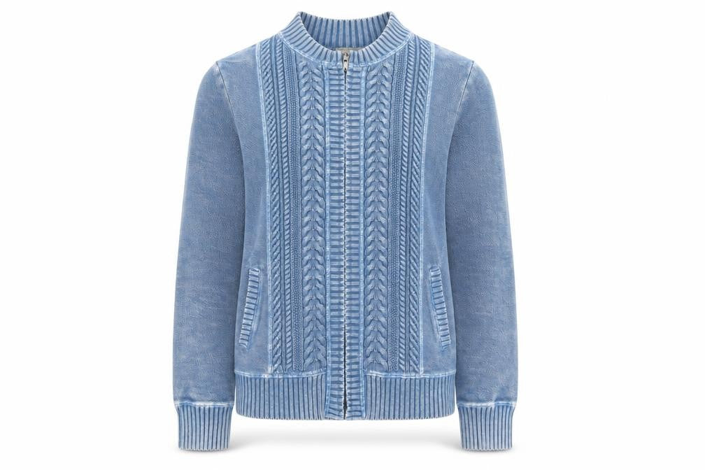 Arabella & Addison Womens Blue Cable Knit Full Zip Cotton Jumper M