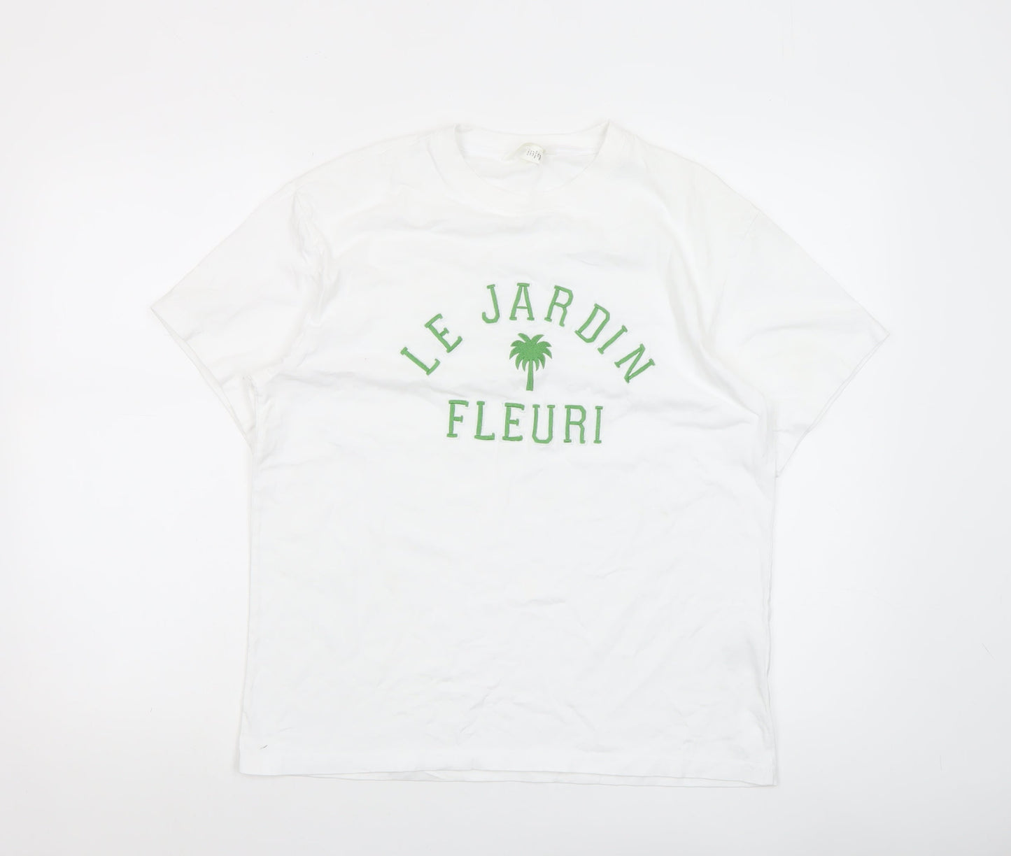 H&M Women's White Short Sleeve 'Le Jardin Fleuri' T-Shirt Size S