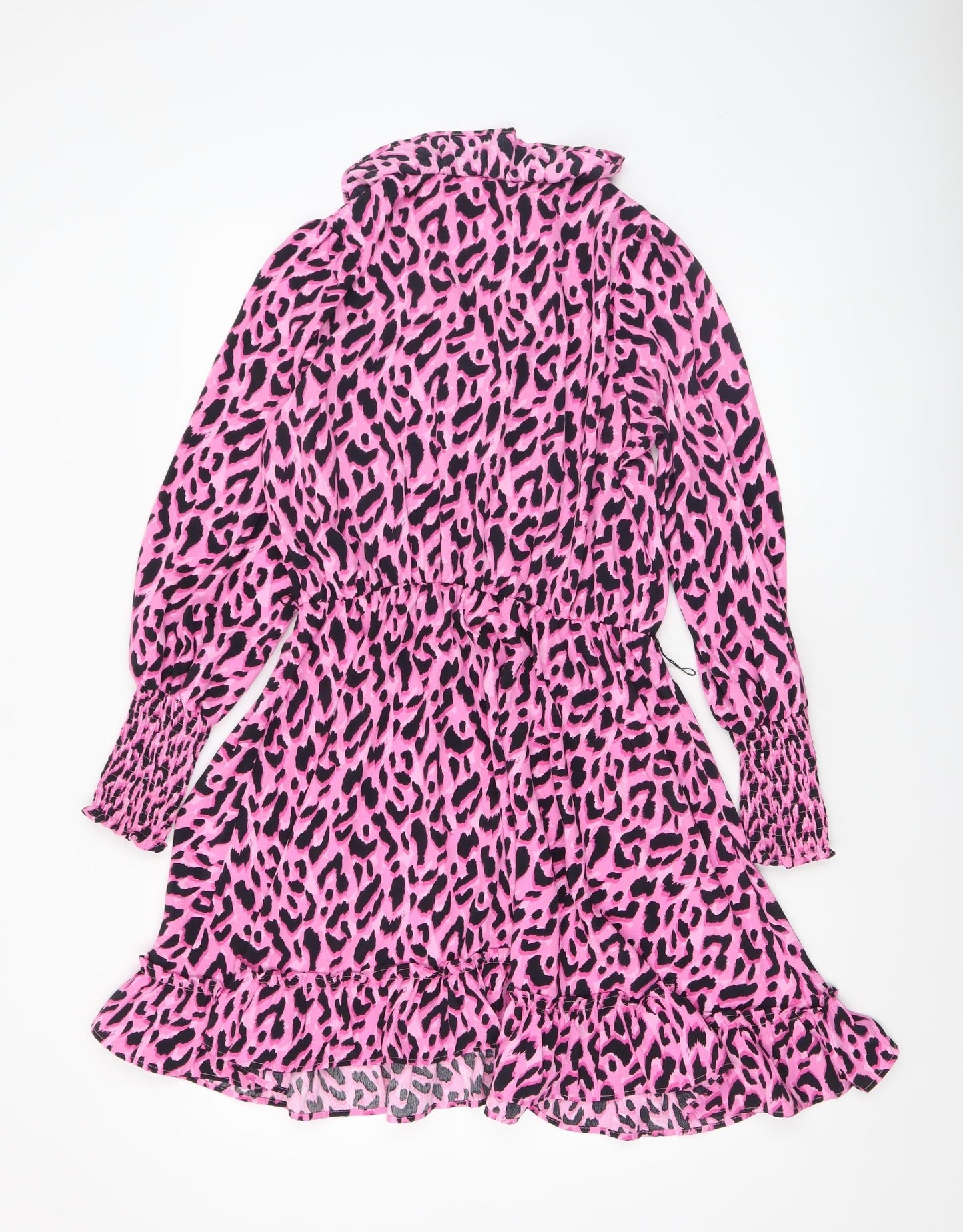 Savida Women Pink Leopard Print A-Line Short Dress Size 10