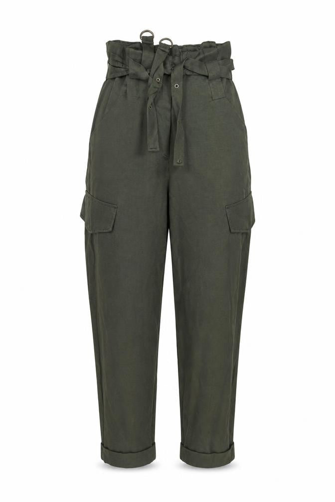River Island Women’s Green Paperbag Cargo Trousers Size 6