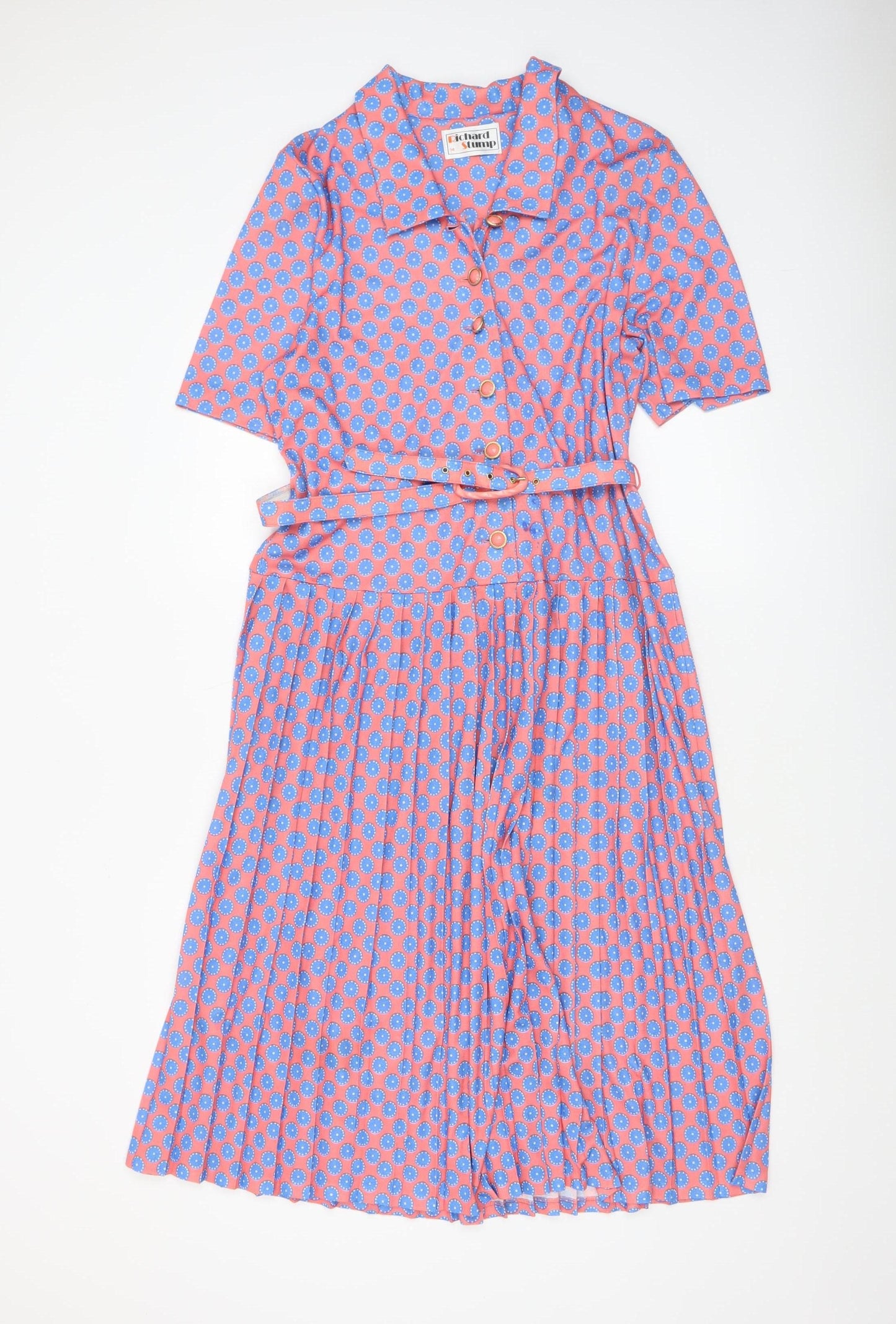 Richard Stump Women’s Pink Polka Dot Belted Shirt Dress Size 14