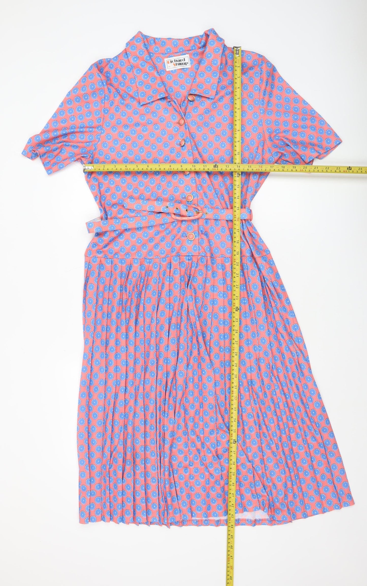 Richard Stump Women’s Pink Polka Dot Belted Shirt Dress Size 14