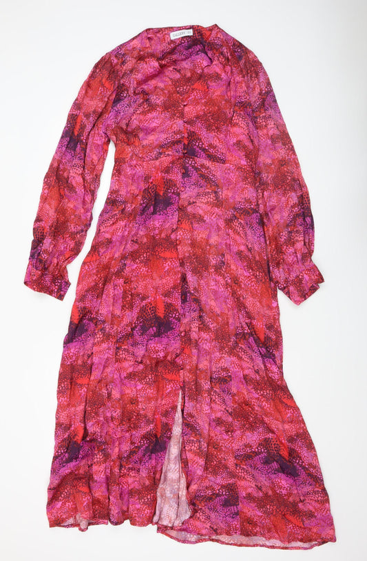 Gallery Womens Multicoloured Viscose Midi A-Line Dress UK 12