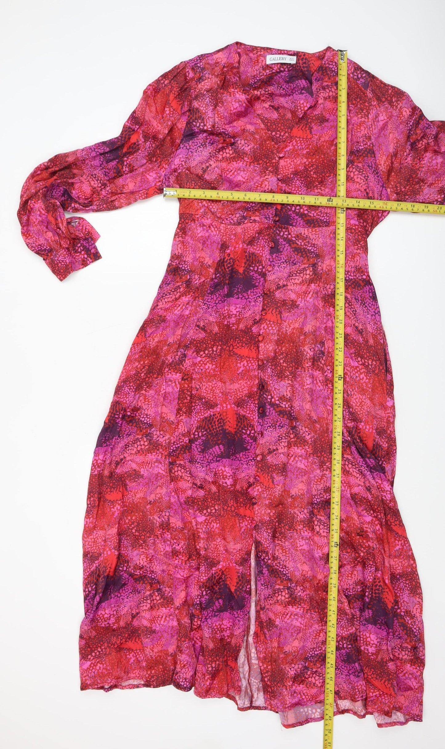 Gallery Womens Multicoloured Viscose Midi A-Line Dress UK 12