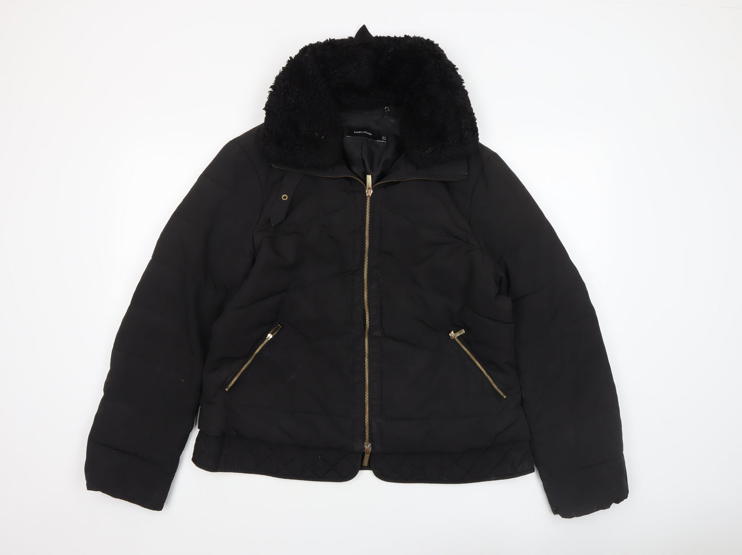 Karen Millen Women's Black Size 16 Quilted Puffer Jacket