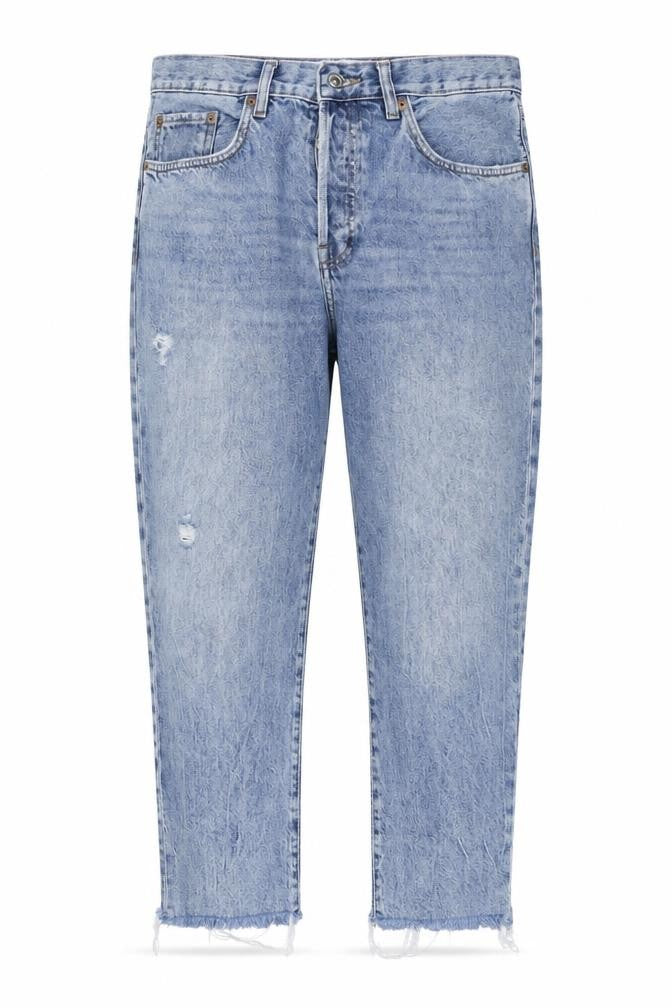 Mango Women Blue Distressed High Rise Straight Denim Jeans Size 10