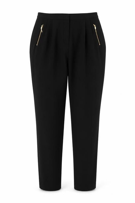 Anthology Women’s Black Tapered Zip Pocket Trousers Size 14