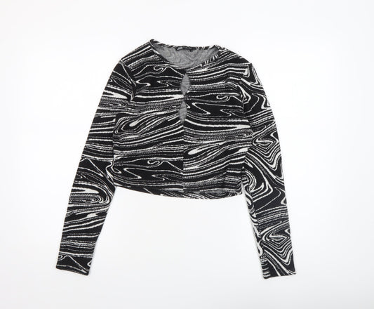 ZARA Women’s Black Geometric Knit Pullover Jumper Size L