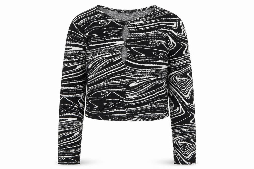 ZARA Women’s Black Geometric Knit Pullover Jumper Size L