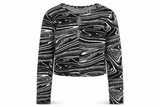 Zara Women’s Black Geometric Knit Pullover Jumper Size L