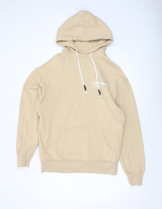 Carpe Omnia Mens Beige XS Pullover Hoodie Graphic Cotton Jumper