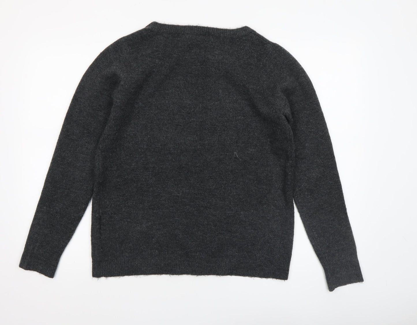 Yessica Women Grey Sequin Pullover Jumper Size M Crew Neck Knit