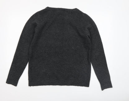 Yessica Women Grey Sequin Pullover Jumper Size M Crew Neck Knit