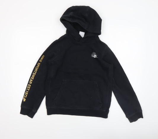 Nike Boys Black Pullover Hoodie M (10-11 Years) Fleece Logo Sportswear