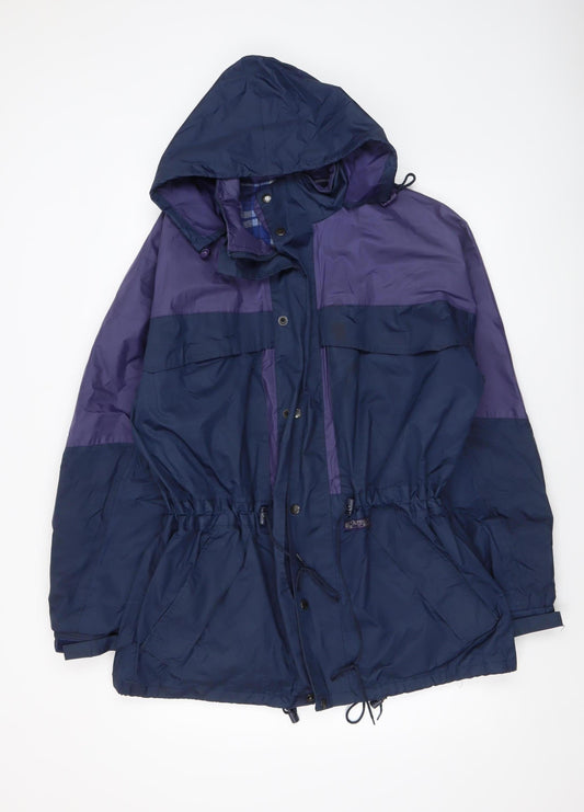 Outdoor Wear by RJM Men's Blue Purple Hooded Parka Jacket M Nylon Waterproof