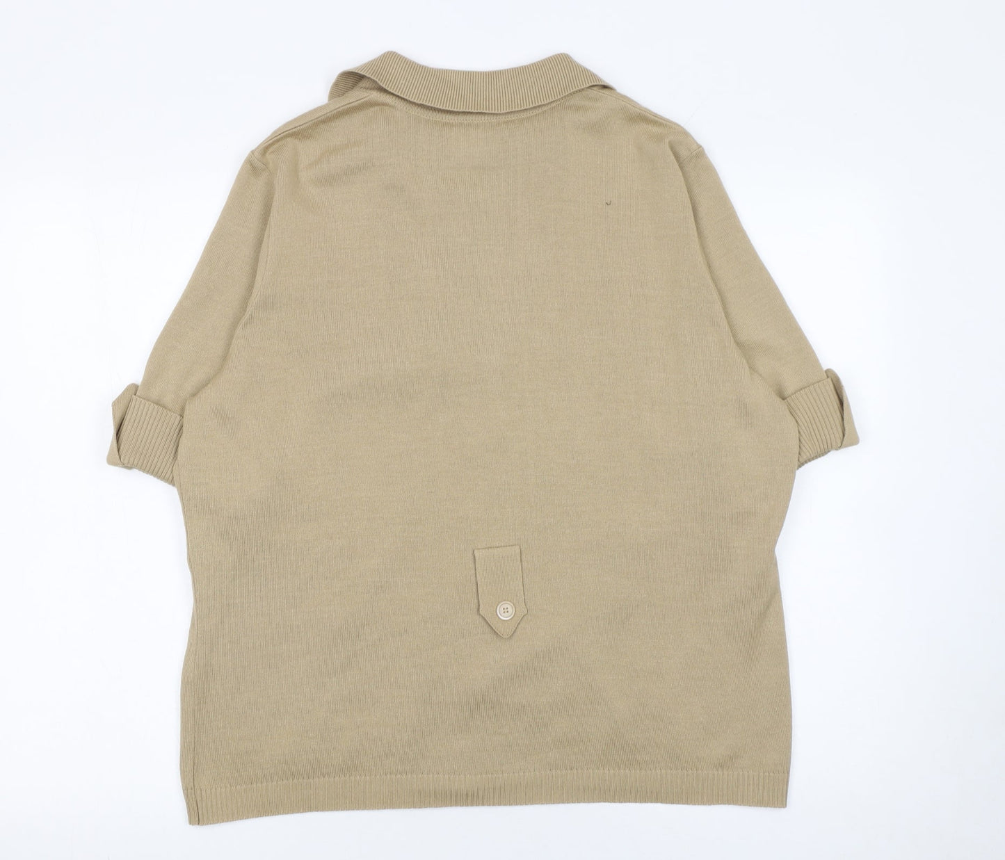 Lucia Women's Beige Short Sleeve Collared Knit Cardigan Size 16