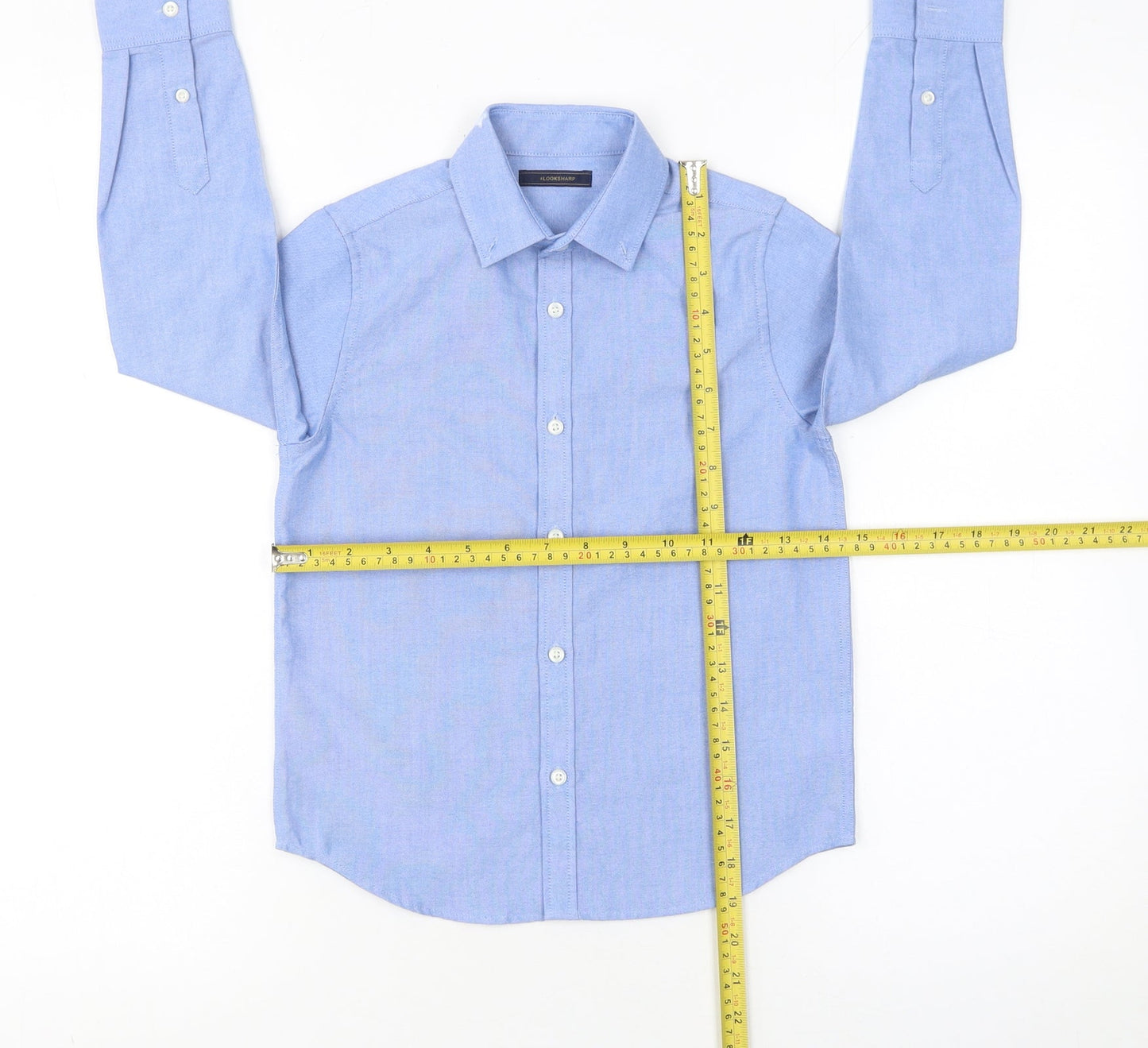 Next Boys Blue Long Sleeve Dress Shirt 7 Years Button-Up Formal Top