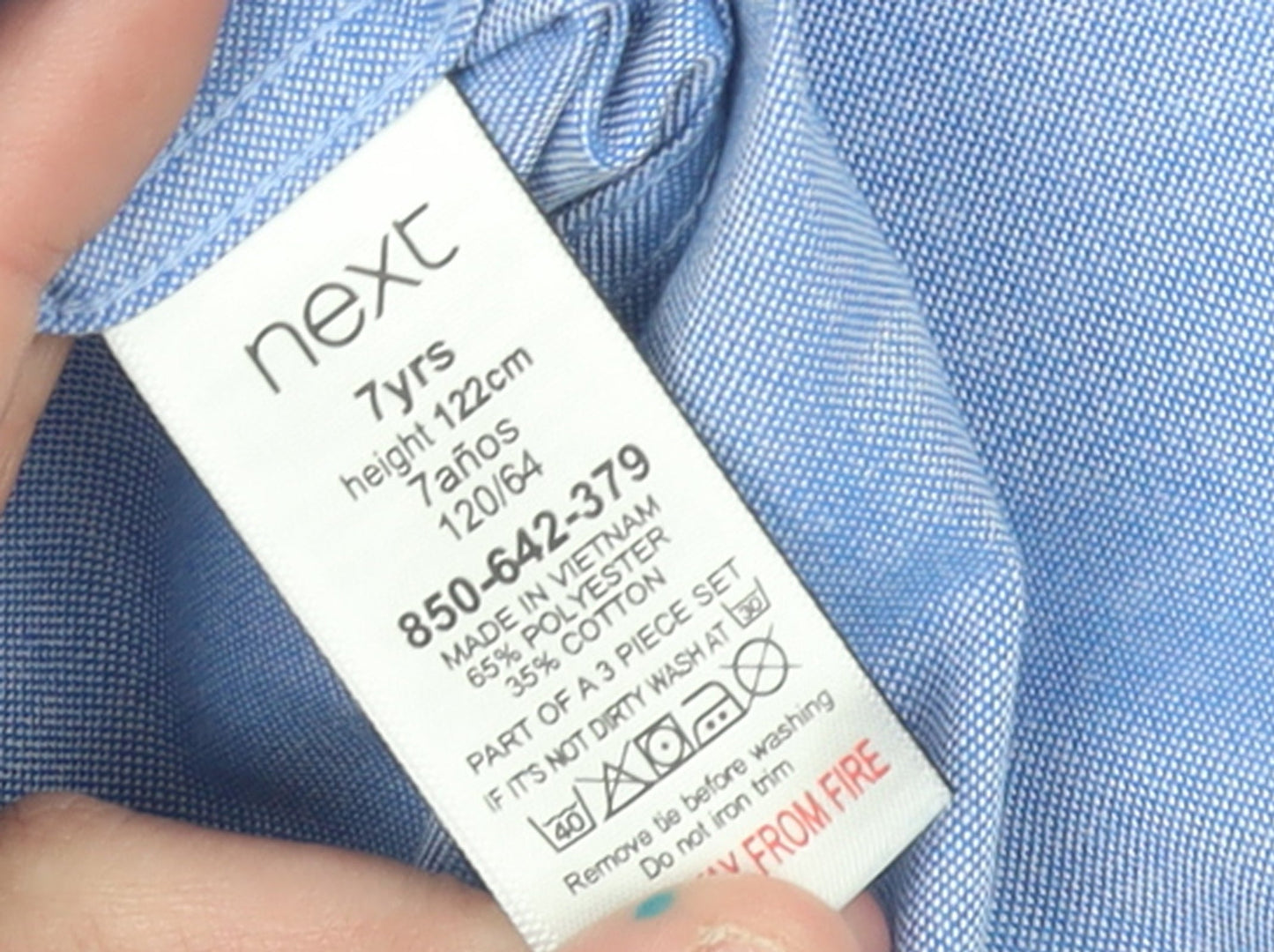 Next Boys Blue Long Sleeve Dress Shirt 7 Years Button-Up Formal Top