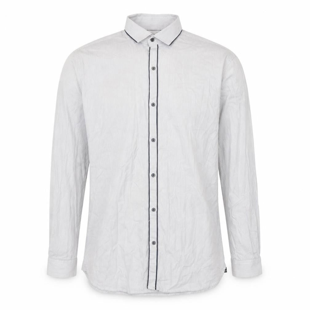 Split Star Men’s White Striped Cotton Long Sleeve Button-Up Shirt Size L