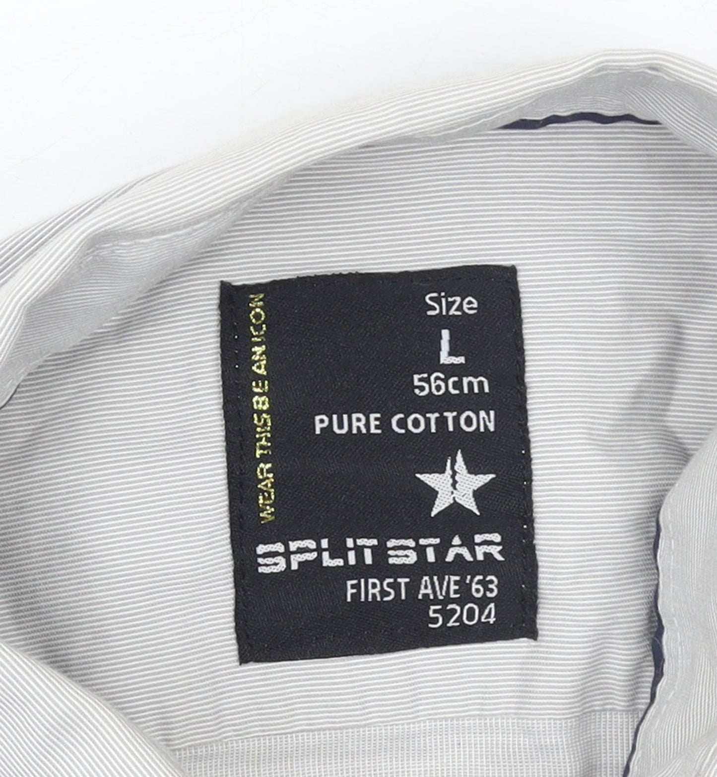 Split Star Men’s White Striped Cotton Long Sleeve Button-Up Shirt Size L