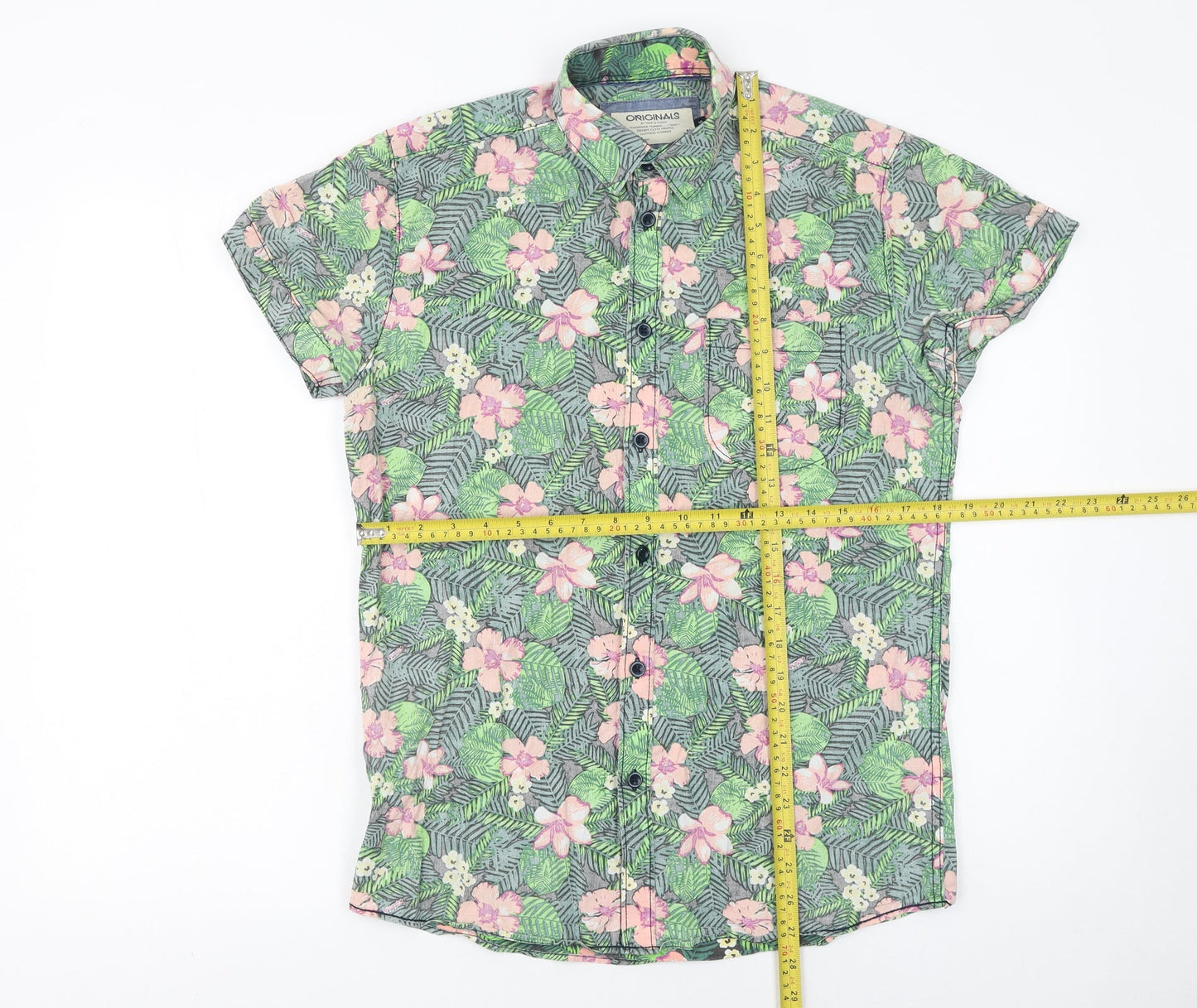 Jack & Jones Originals Men's Multicoloured Floral Short Sleeve Cotton Shirt Size S
