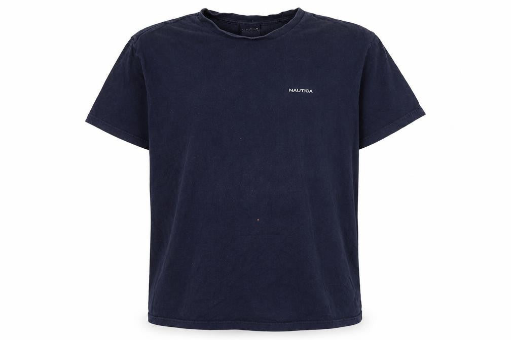 Nautica Men Blue Cotton Crew Neck Short Sleeve T-Shirt L