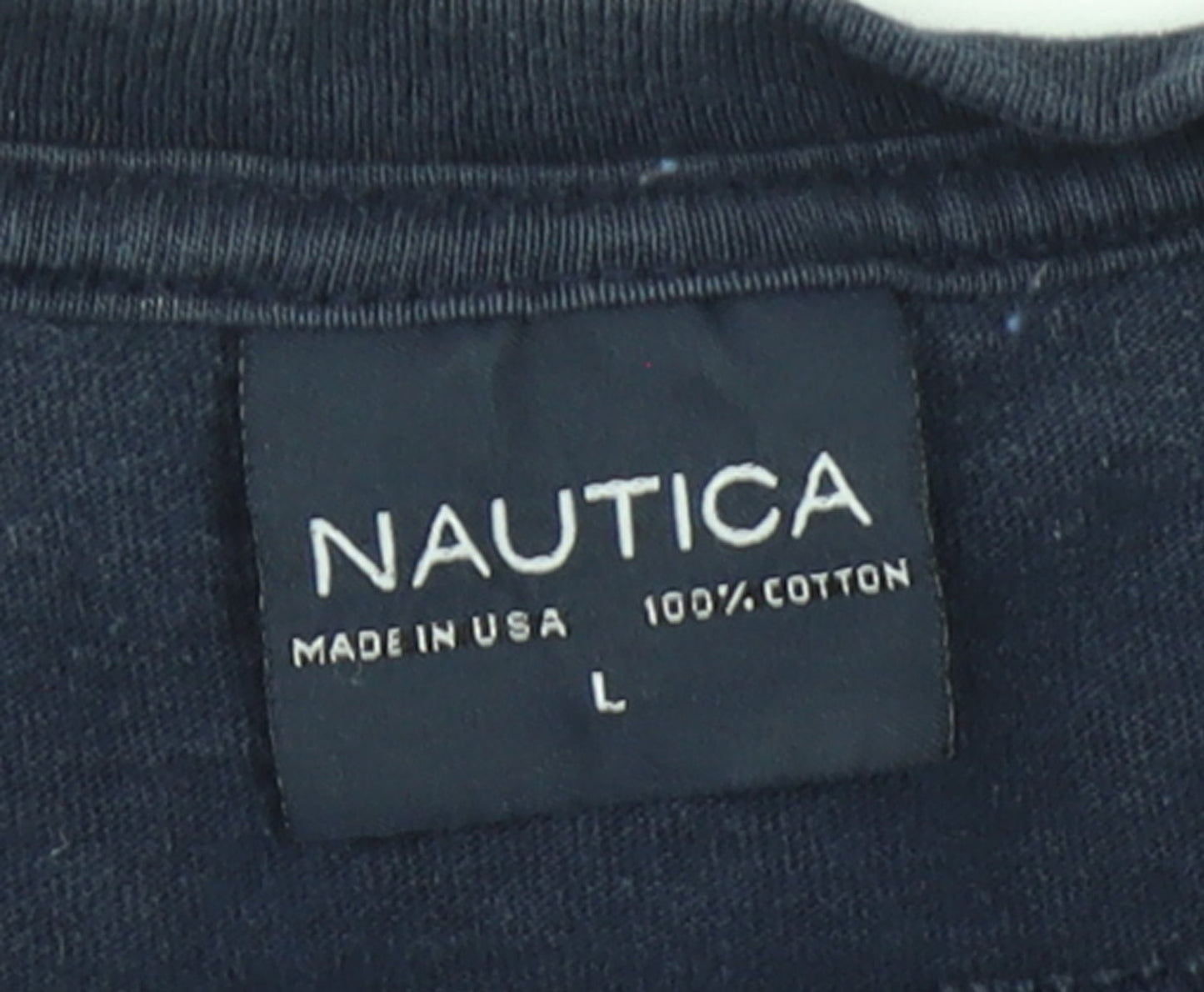 Nautica Men Blue Cotton Crew Neck Short Sleeve T-Shirt L