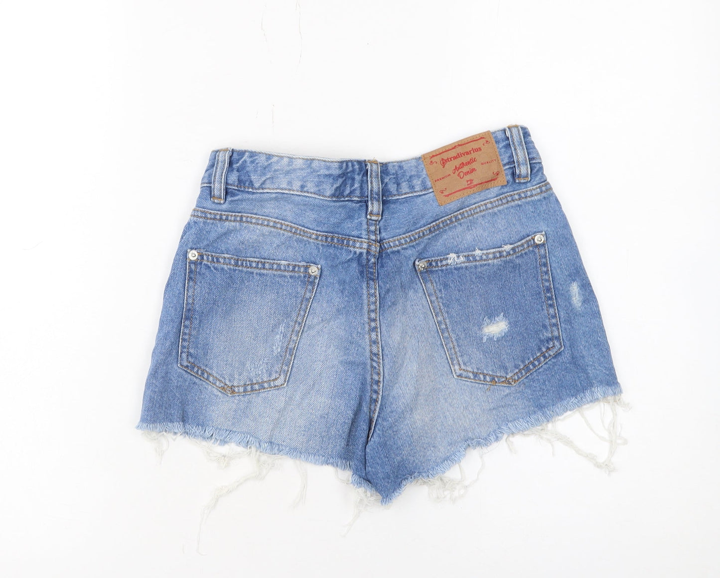 Stradivarius Women Blue Size 6 Boyfit Denim Hot Pants Cut-Off Shorts