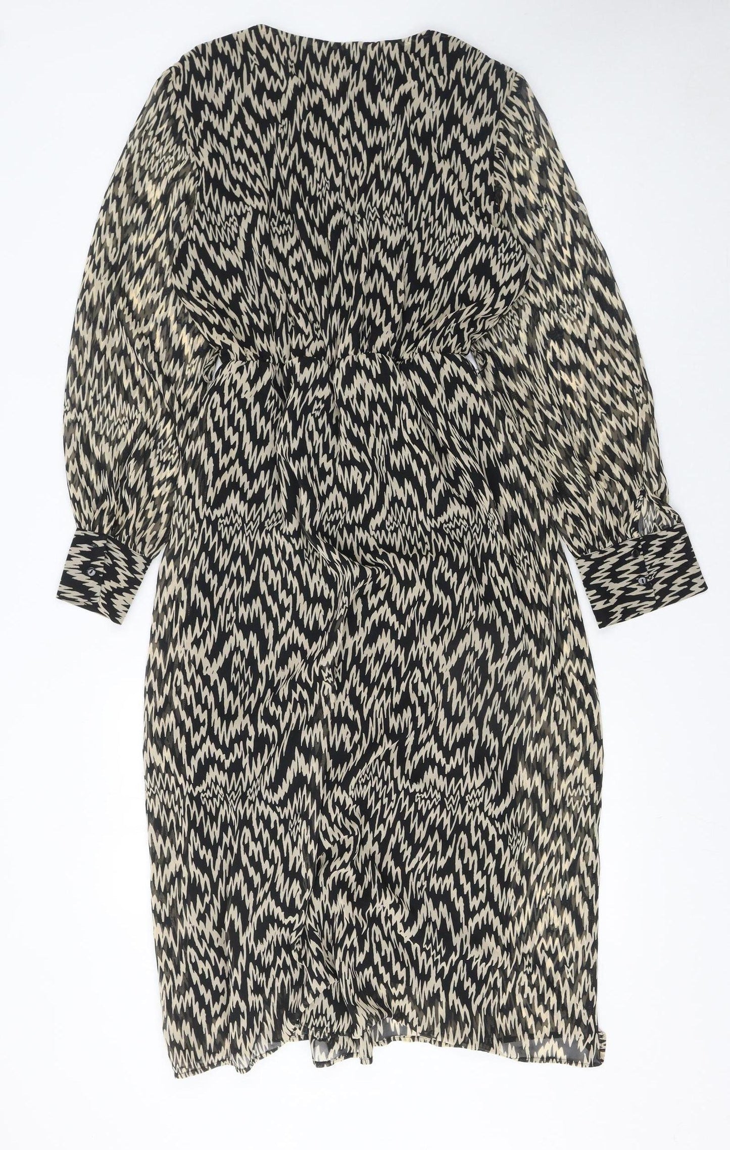 Vero Moda Women’s Black Geometric Wrap Knee Length Dress Size 12