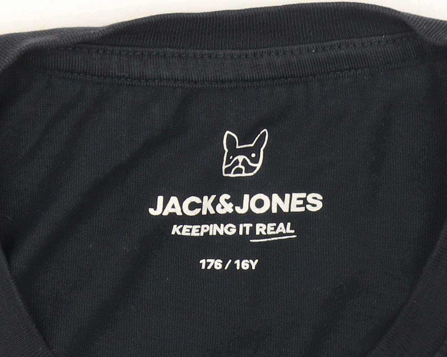 Jack & Jones Boys Blue Logo Organic Cotton T-Shirt 16 Years