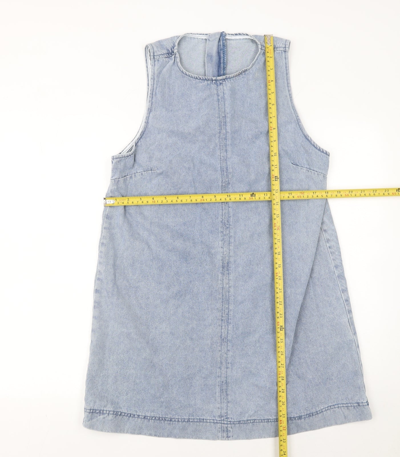 Forever 21 Women Blue Denim Shift Dress Size 10 Sleeveless
