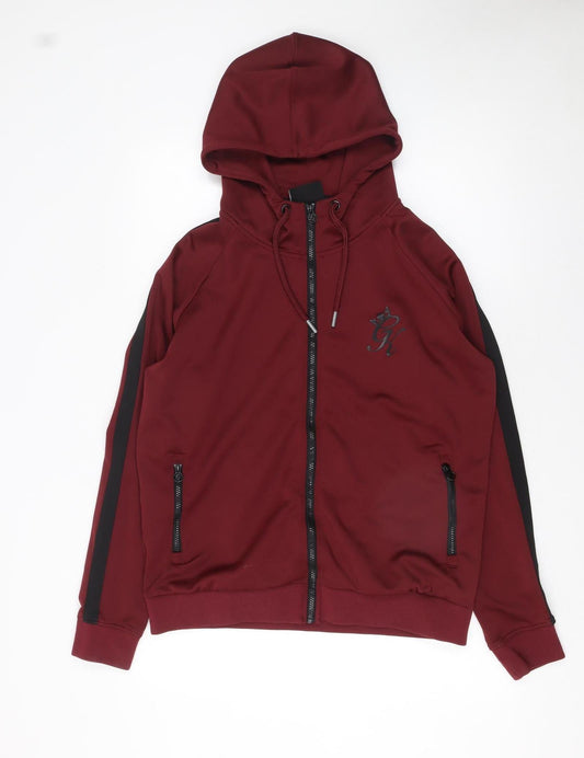 GK Men's Red Full Zip Hoodie XL Polyester Casual Gymwear