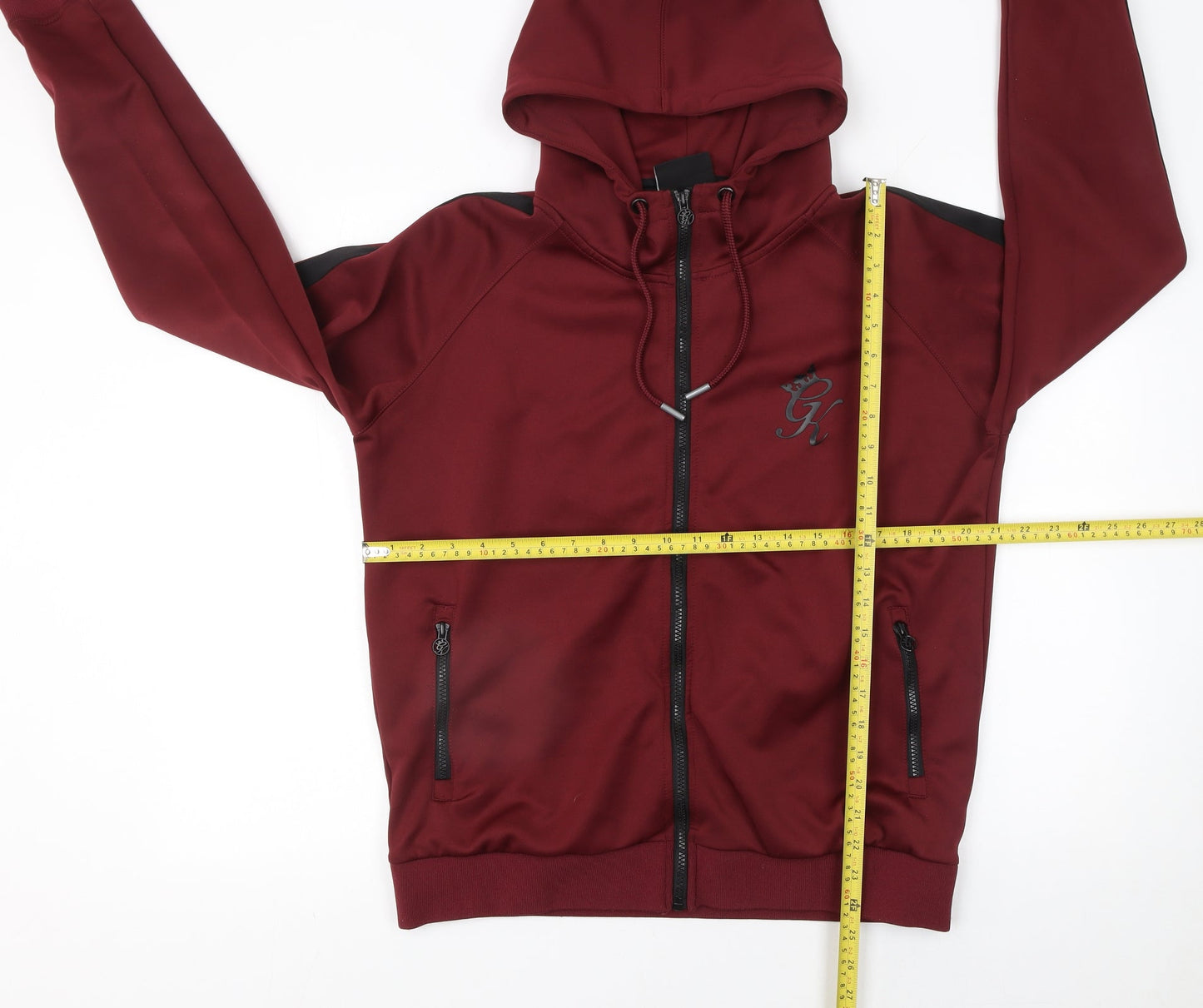 GK Men's Red Full Zip Hoodie XL Polyester Casual Gymwear