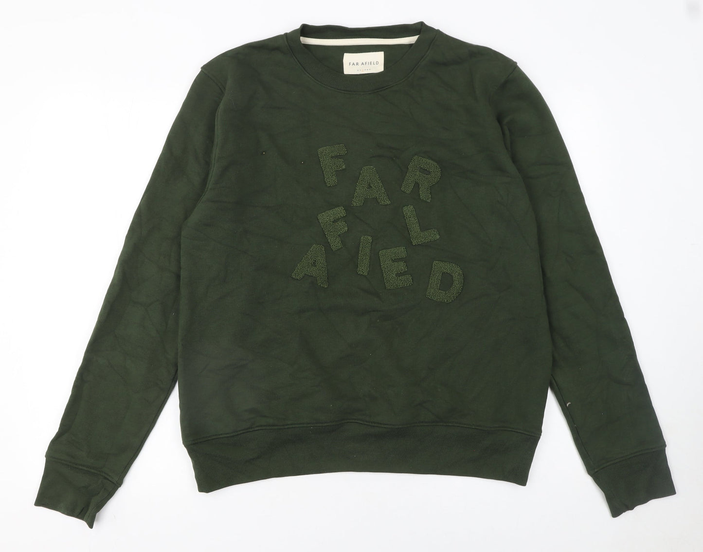 Far Afield Women Dark Green Pullover Sweatshirt Size M Organic Cotton Blend