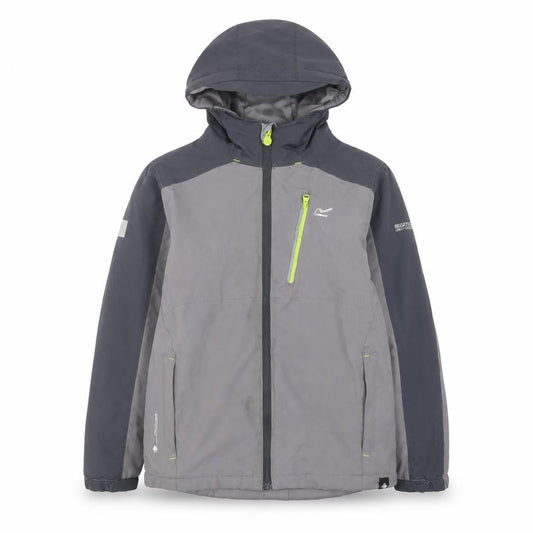 Regatta Boys Grey Waterproof Hooded Rain Coat Jacket 11-12 Years