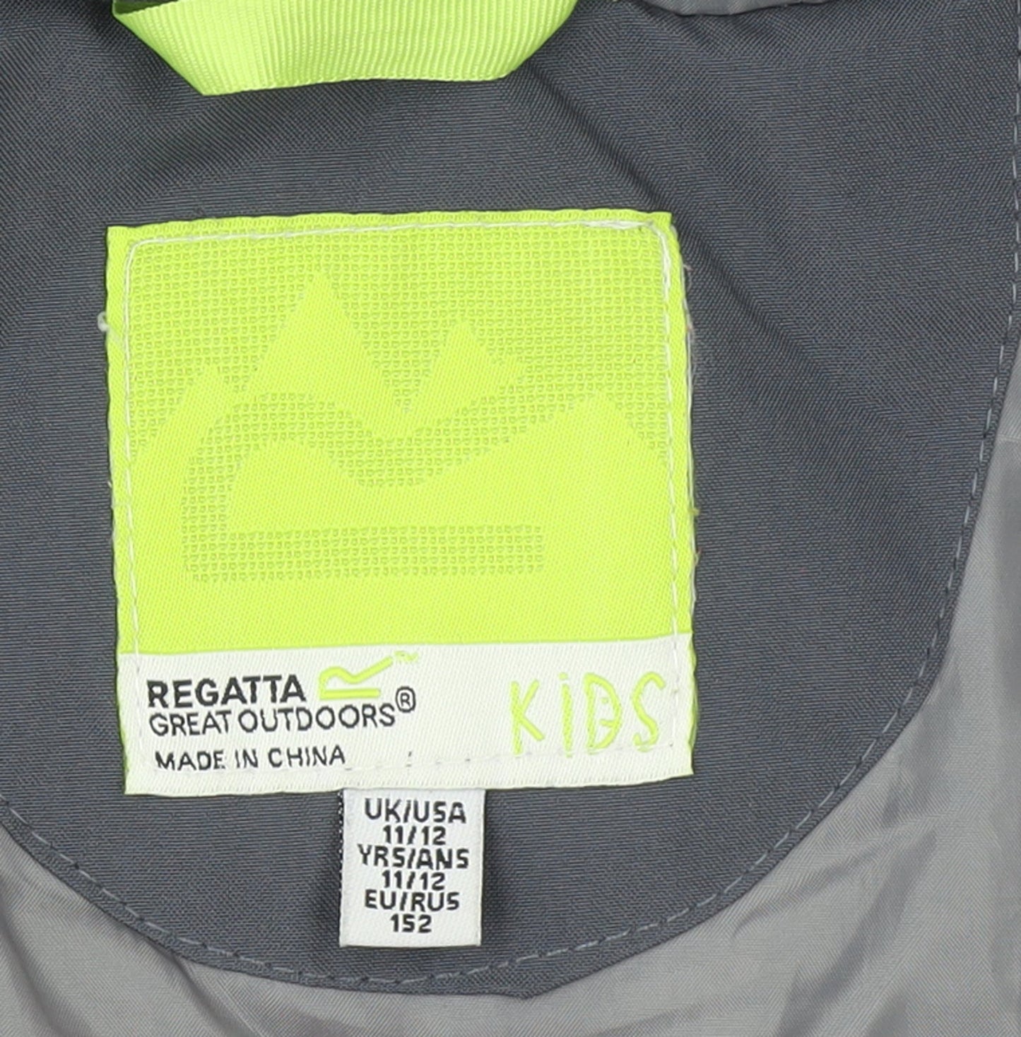 Regatta Boys Grey Waterproof Hooded Rain Coat Jacket 11-12 Years
